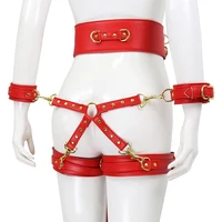 multiple piecesset pu leather erotic handcuffs waist girdle cuffs leg ring cuff kit bdsm bondage slave sex toys suit for couple