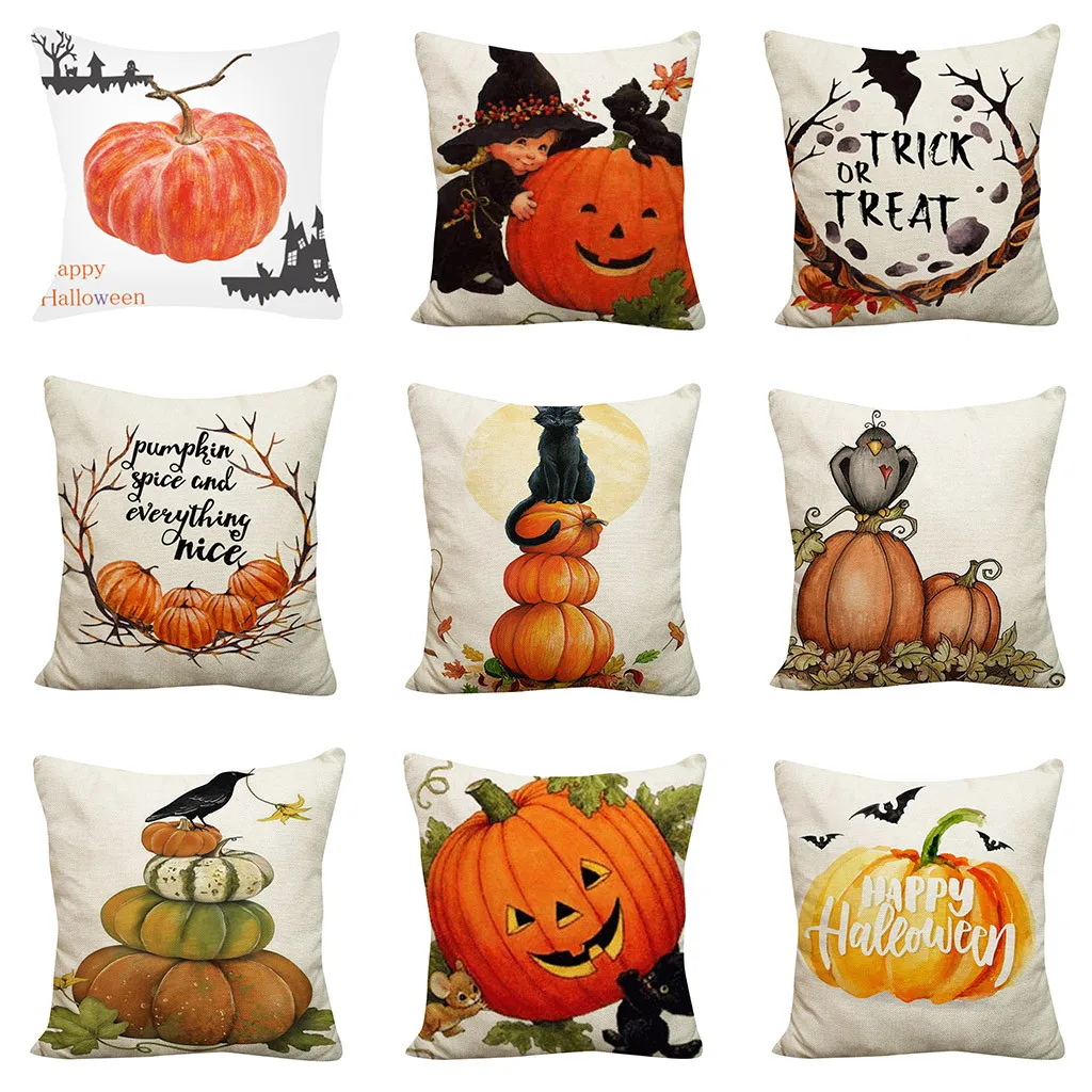Подушка на Хэллоуин чехлы счастливая осень Yɺll хлопок лен диван автомобиль
