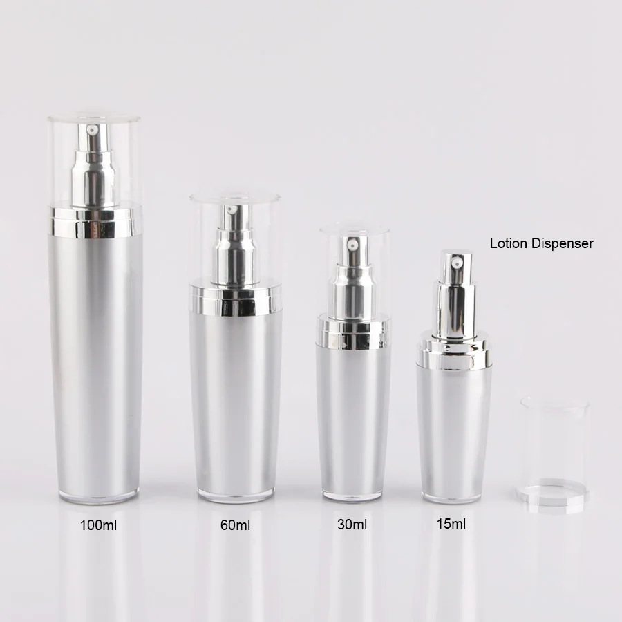 

30ml Airless Pump Bottle,Acrylic Press Pump Lotion Bottle Silver Cosmetic Pump Bottles Mist Spray Cosmetic Airless Bottles