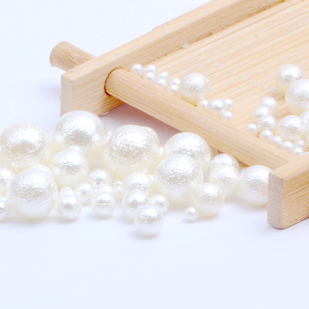 ABS белый/слоновая кость имитация жемчуга бусины выбрать 3/4/5/6/7/8/10/12 мм сморщенная