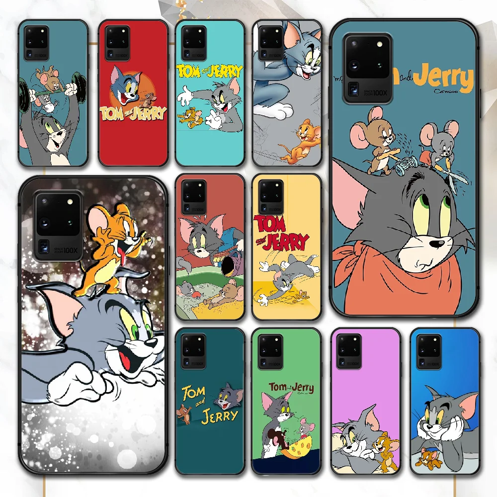 

Cartoon Cat Tom Mouse Jerry Phone Case For Samsung Galaxy Note S 8 9 10 20 Plus E Lite Uitra black Bumper Pretty Coque Trend