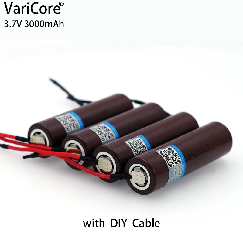 

4pcs/lot VariCore new HG2 18650 3000mAh battery 18650 HG2 3.6V download 20A, dedicated + silica gel DIY Cable