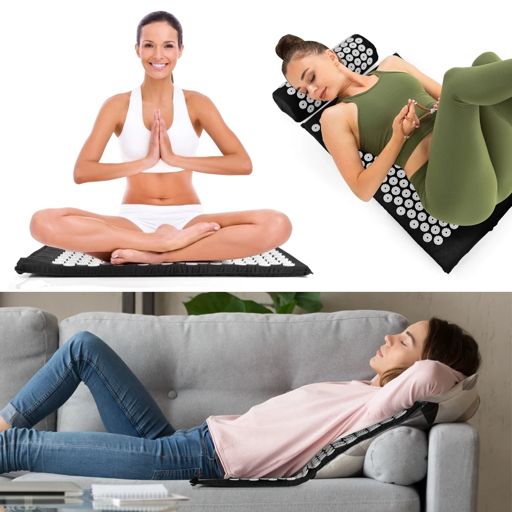 

Acupressure Mat Head Neck Back Foot Massage Cushion Pillow Yoga Spike Mat Anti-stress Acupuncture pad Needle Massager