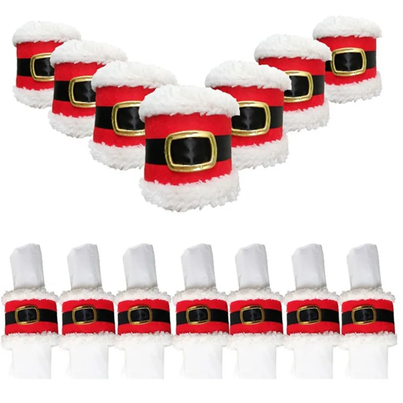 

1pcs Christmas Napkins Belt Buckle Santa Claus Clothes Dress Up Set Christmas Decoration Supplies Festival Party New Year Gift