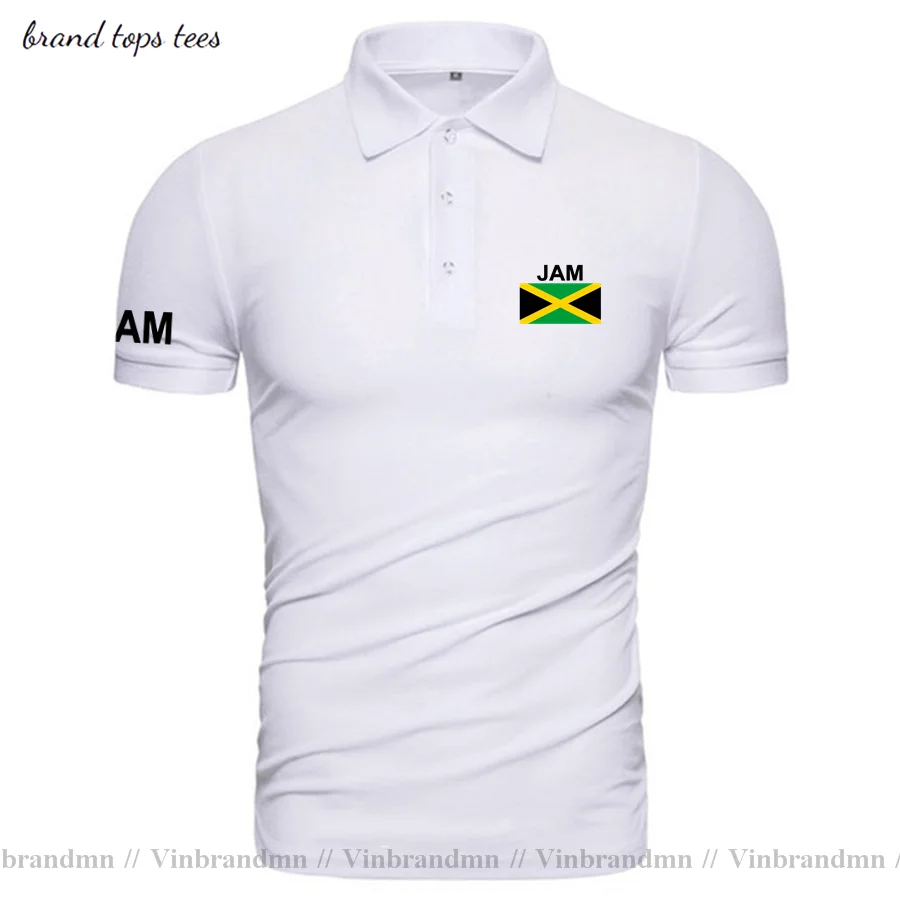 Рубашки-поло Ямайки мужские с коротким рукавом белые бренды принтом для страны
