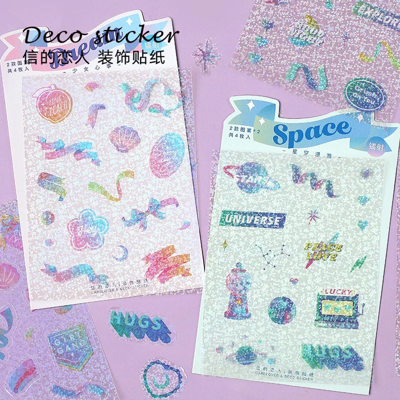 

Colorful PVC laser sticker Memo Pad Decorative Stickers Hand Account Scrapbooking Stick Label Diy Diary Album Stationery