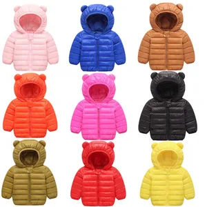 Baby Boys Girls Hooded Snowsuit Winter Warm Light Down Coats with Ear Windproof Jacket Clothing Outerwear boy Kids fall clothes