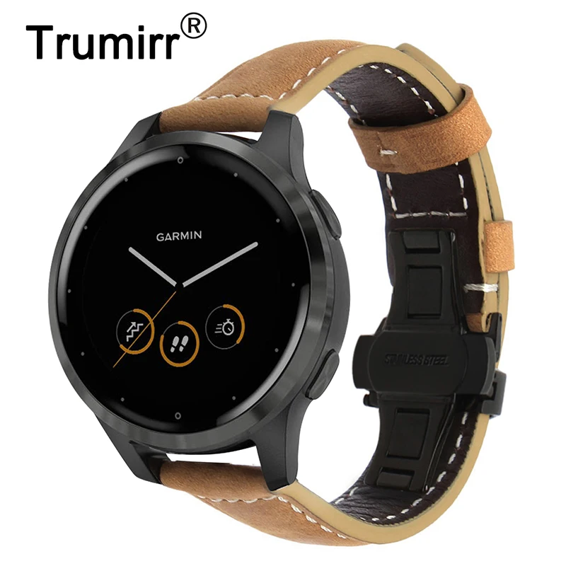 

Italy Genuine Leather Watchband for Garmin Vivoactive 4 3 Music / Venu / Vivomove 3 HR Style Luxe Quick Release Watch Band Strap