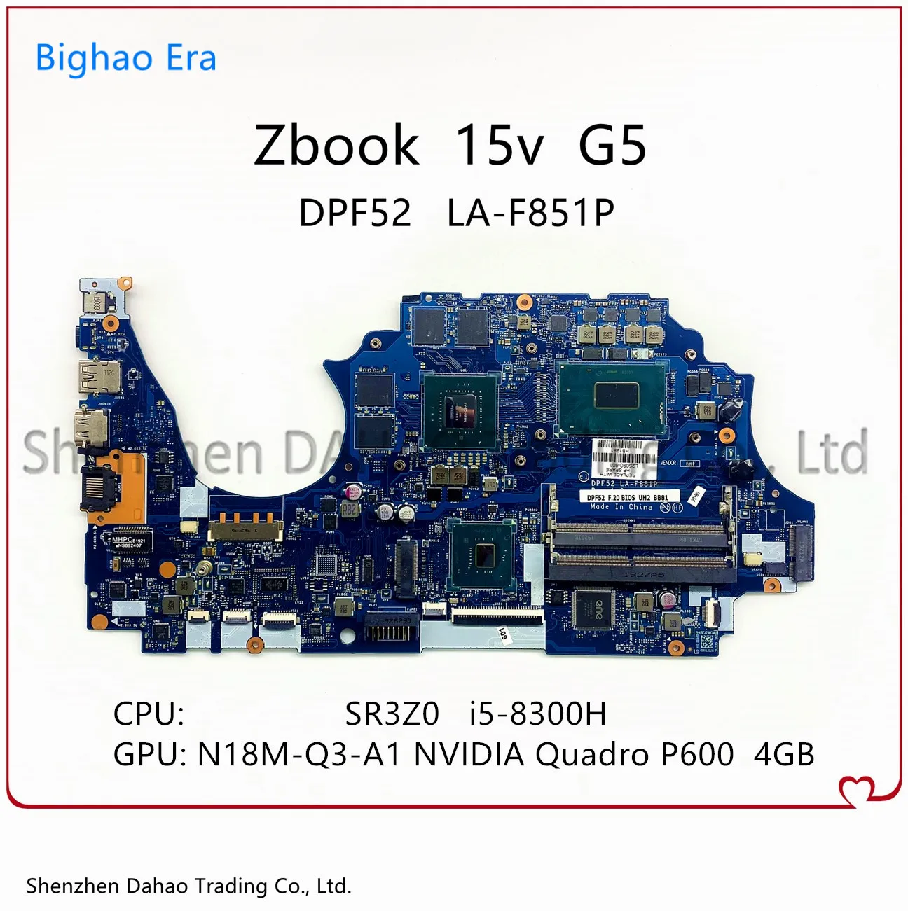 For HP ZBook 15v G5 Laptop Motherboard DPF52 LA-F851P MB With i5-8300H CPU NVIDIA Quadro P600 4GB-GPU L25090-001 L25090-601
For HP ZBook 15v G5 Laptop Motherboard DPF52 LA-F851P MB With i5-8300H CPU NVIDIA Quadro P600 4GB-GPU L25090-001 L25090-601