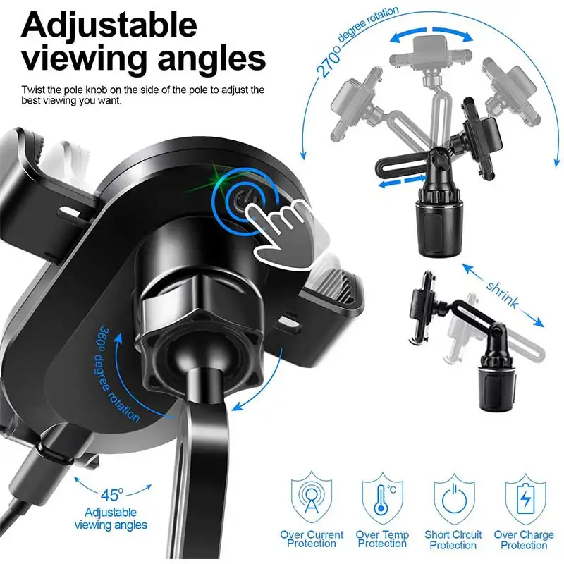 universal car cup phone holder qi 15w wireless car charger holder automatic infrared smart sensor clamping car mount free global shipping