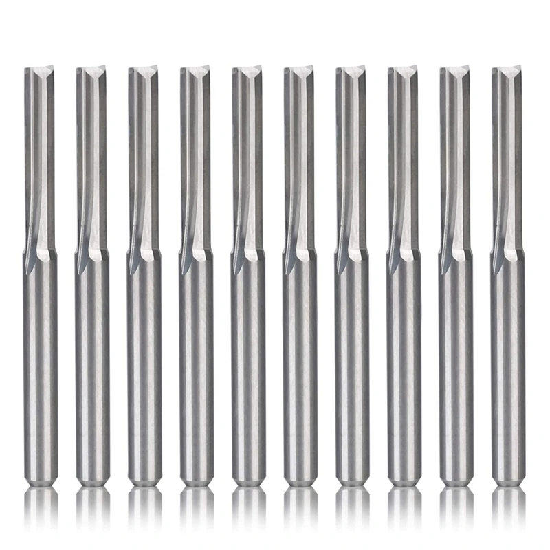 

10Pcs 2 Flute Cnc Router Bits 3.175Mm Straight Slot Tungsten Steel Milling Cutter For Wood Mdf Plastic