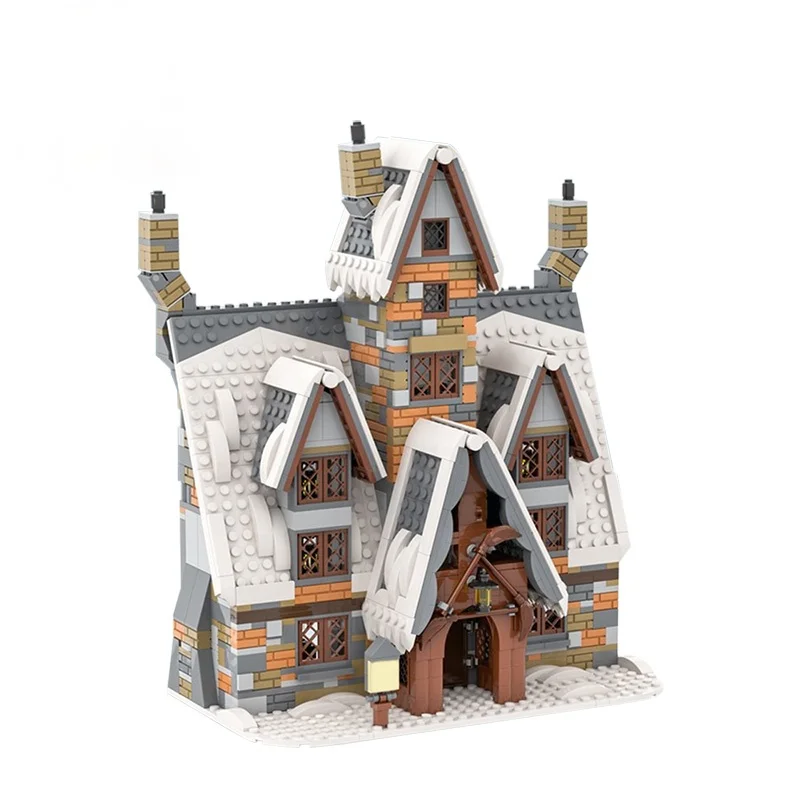 

Конструктор MOC House из трех палочек, зимняя деревня, покрытая тяжелым снегом, улица, вид, детский подарок, украшение, сборная игрушка