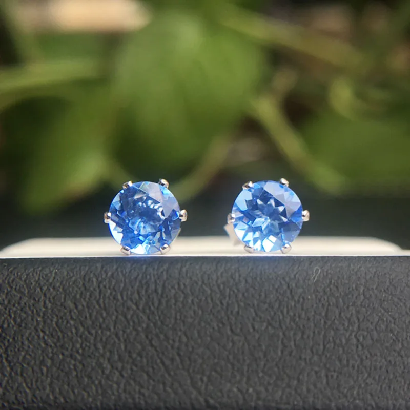 Женские свадебные серьги-гвоздики CSJ из серебра 925 пробы с натуральным аметистом