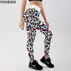 Женские леопардовые леггинсы FCCEXIO с принтом, спортивные Леггинсы с эффектом пуш-ап, облегающие брюки, леггинсы для фитнеса, женские повседневные брюки