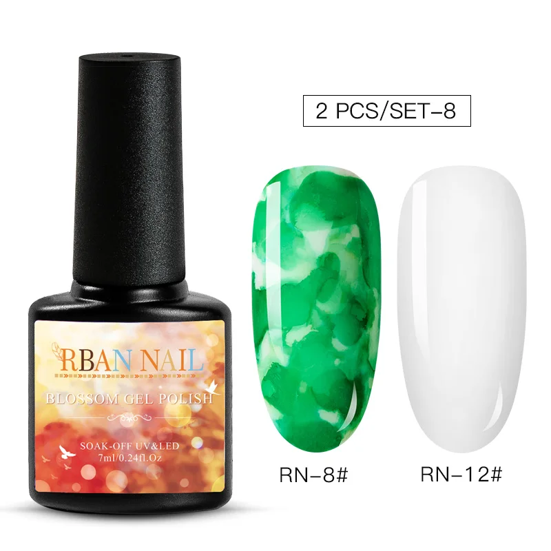 ZH04531 RBAN NAIL 8 мл Цветущий Гель-лак для ногтей акварельные чернила эффект дыма мрамор смазывание Lquid градиентный лак Гель-лак для творчества маникюр - Цвет: ZH04531