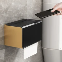 toilet paper holder with cover black bathroom hardware accessories space aluminum wall mount tissue box holder
