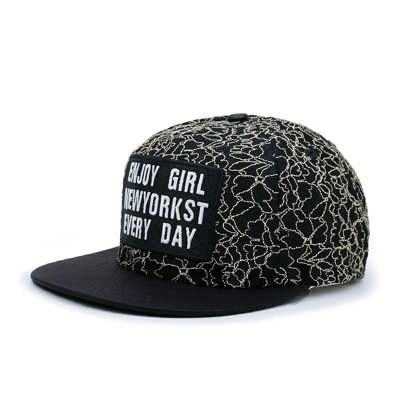 

New Hot Arrive Fashion Celebrity Snapback Man Flat Brim Letters Embroidery Lace Hip Hop Punk Street Casual Sunshade Baseball Cap