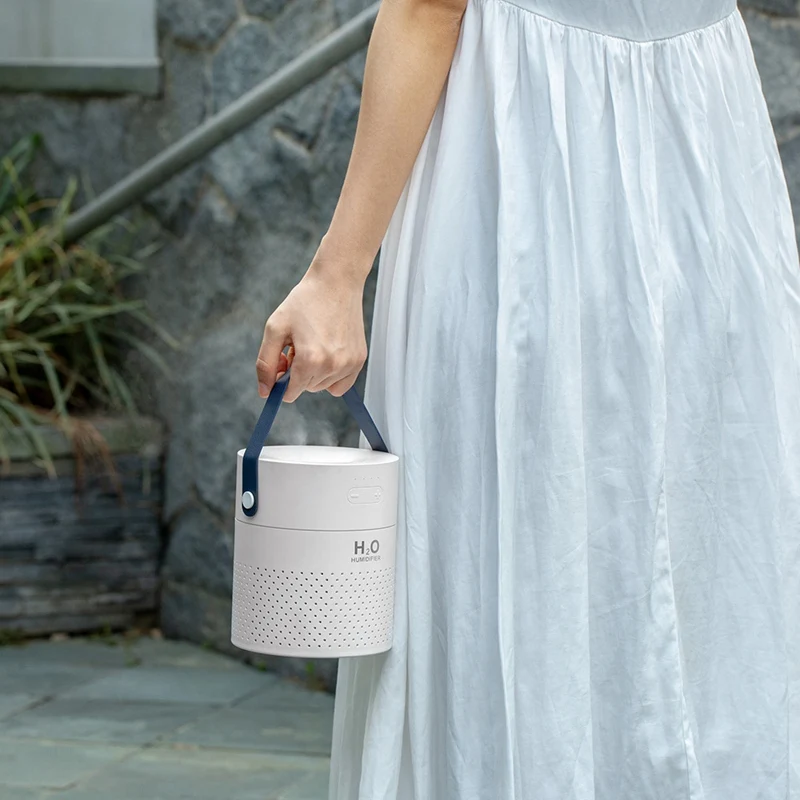 

Portable USB Air Humidifier Essential Oil Diffuser with Handle Double Spray Port 7 Colorful LED Lights for Home Office Car