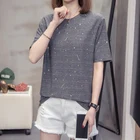 Летняя мода 2021 года в корейском стиле, блестящая футболка с короткими рукавами и украшением для горячего тиснения, женская повседневная свободная блузка в горошек