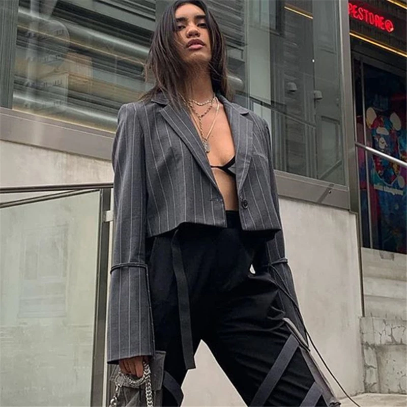 2019 Демисезонный взрыв моды новые ритме уличной в полоску короткие костюм