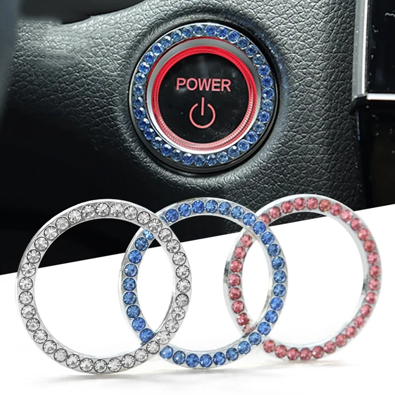 

1PC Hot New One-click Start Button Decoration Ring Hand-set Diamond Crystal Ignition Ring Sticker Car Interior Car Accessories