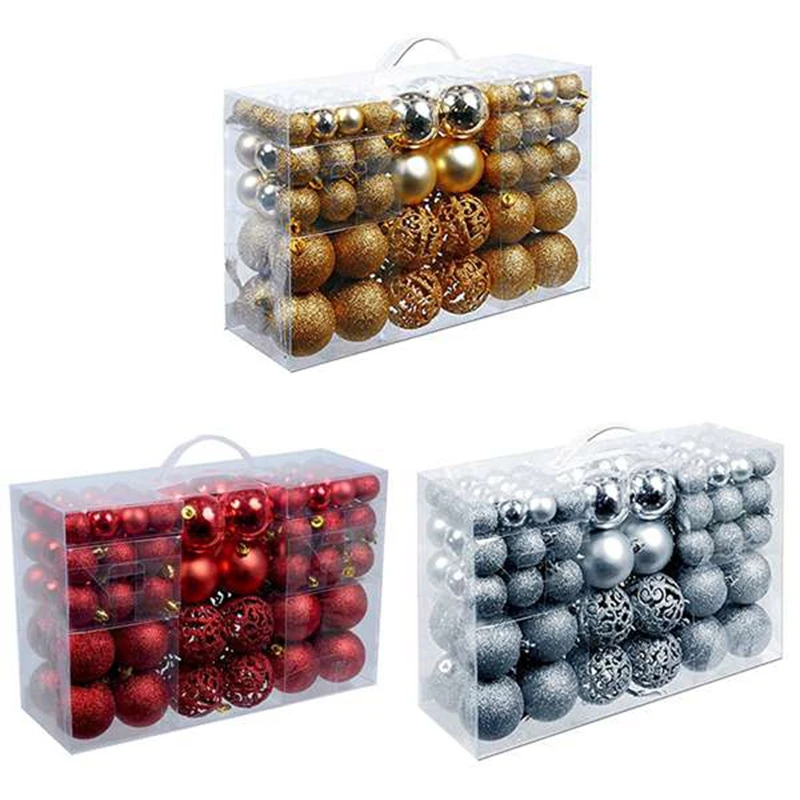 

HOT SALE 100Pcs Christmas Ball Box Set Available Holiday Christmas Tree Ornament Decorations Christmas Decorations