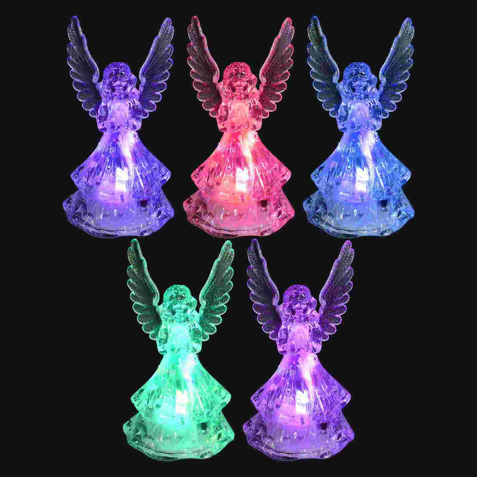 

5Pcs Delicate Xmas Angel Lamp Ornaments Acrylic Xmas Glowing Angel Light Decors