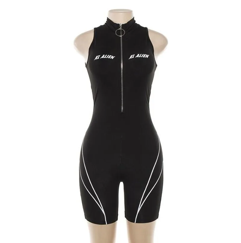 New women's sexy sleeveless high neck printed sports jumpsuit