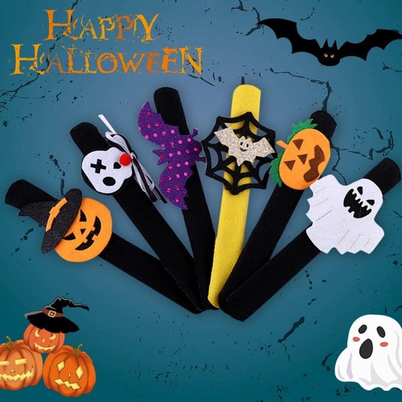 

Halloween Slap Bracelet Ghost Design Cartoon Hand Toys Funny Holiday Kids Toys Novelty Flannel+Plastic Ghost Pattern