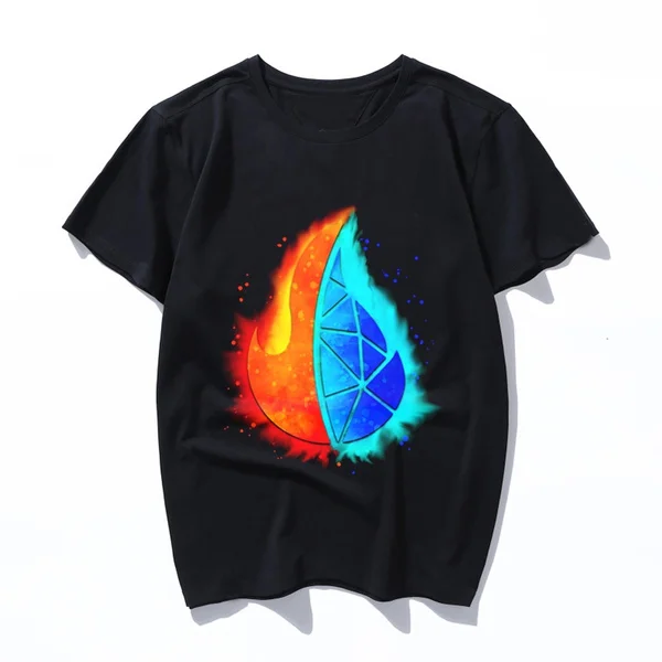 

fire and ice watercolor shirt funny women t shirt korean kawaii ulzzang men tshirt female Graphic Short Sleeve print t-shirt