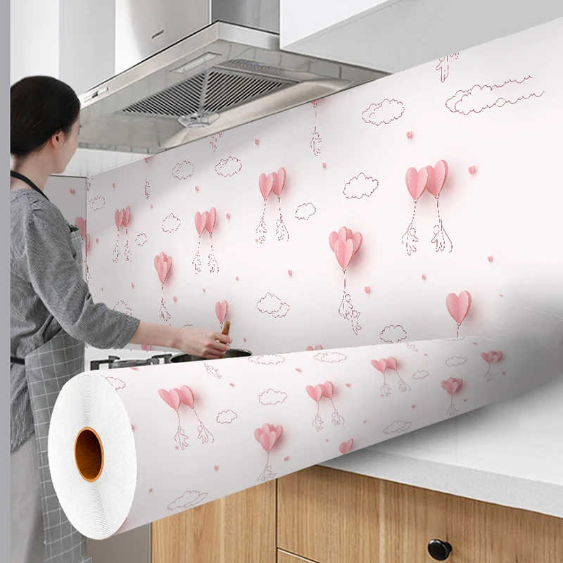 

Kitchen Greaseproof Stickers Self Adhesive Wallpaper 3D Wall Sticker Furniture Film Renovation Stickers Cabinet Waterproof Films