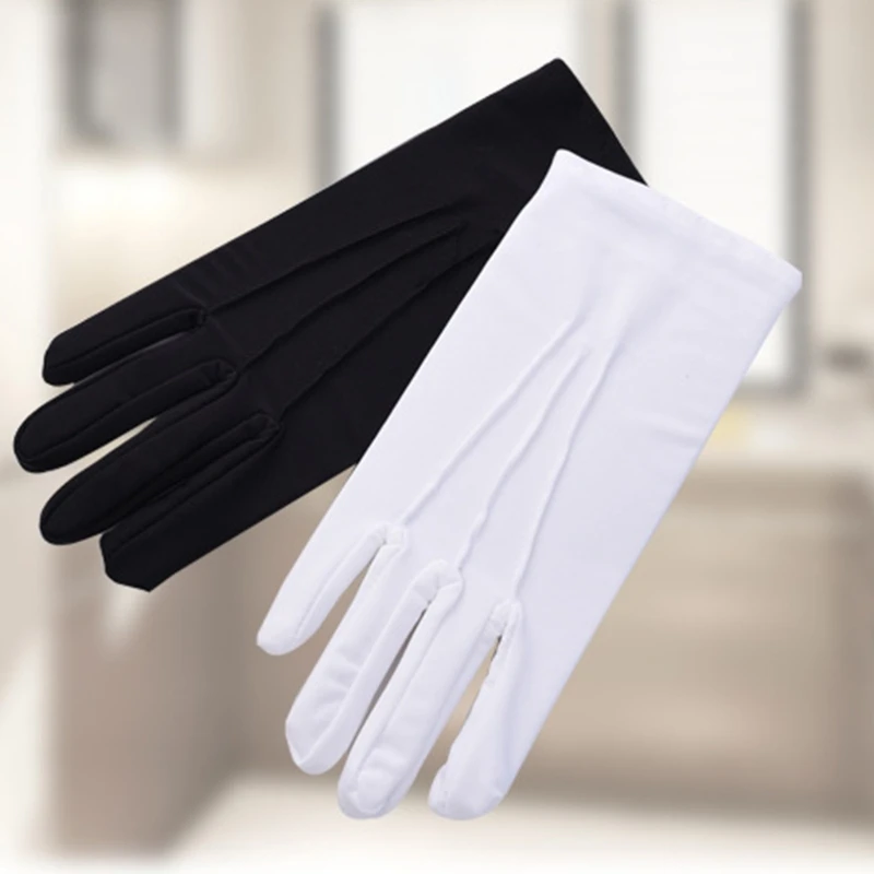 

Men Spandex Black White Parade Gloves Formal Tuxedo Costume Honor Guard Mittens T5UF