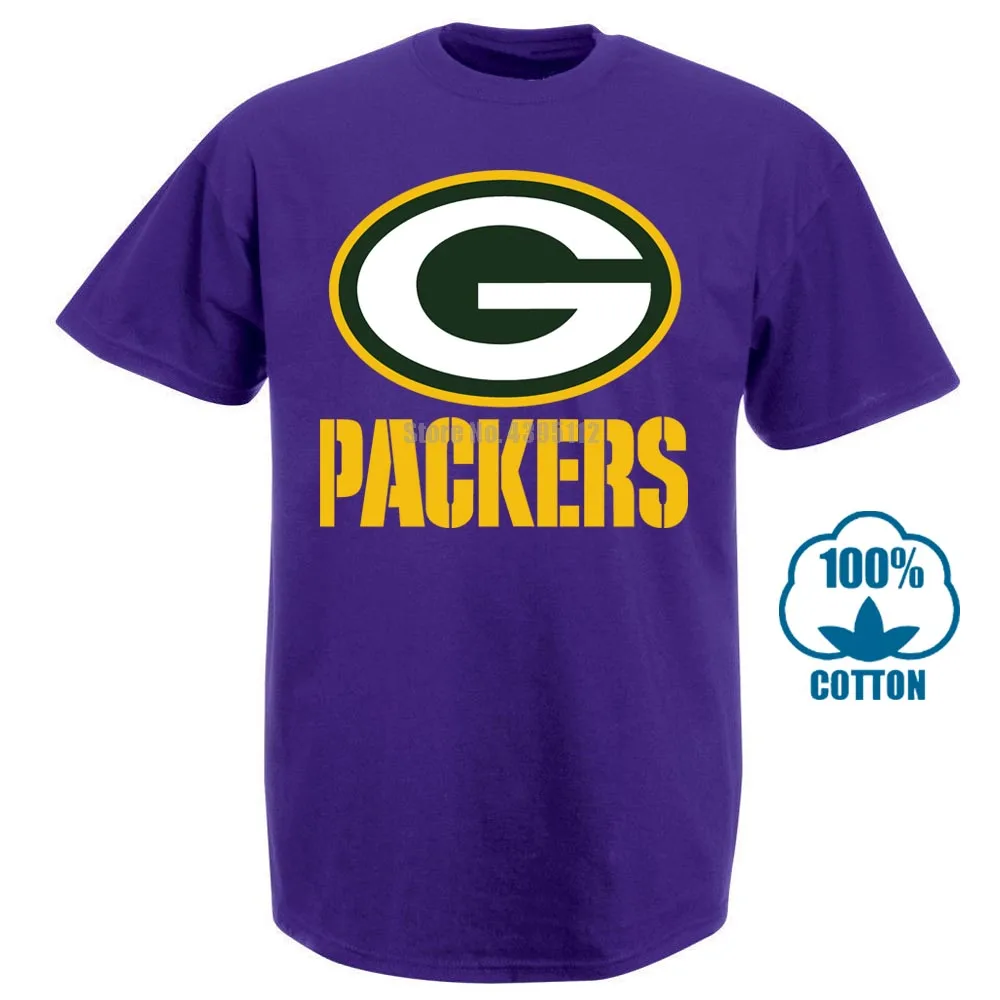 Футболка The Packers, профессиональная команда американских футболистов, черная футболка,, хлопковые футболки с коротким рукавом, мужская одежда - Цвет: Фиолетовый