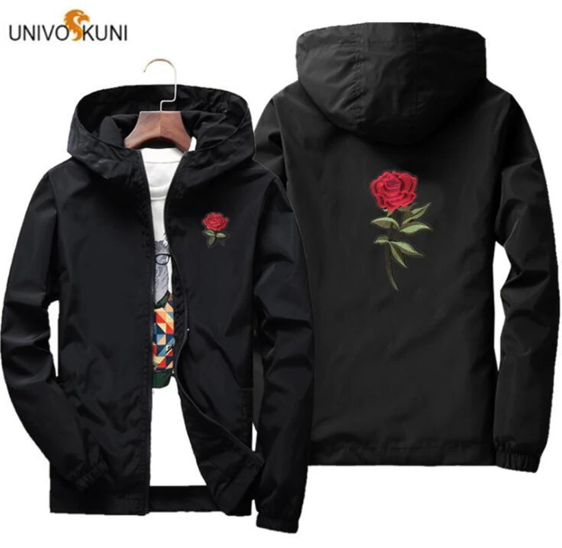 

Rose Jacket Windbreaker Men Women Jaqueta Masculina Spring Autumn College Jackets Q6108