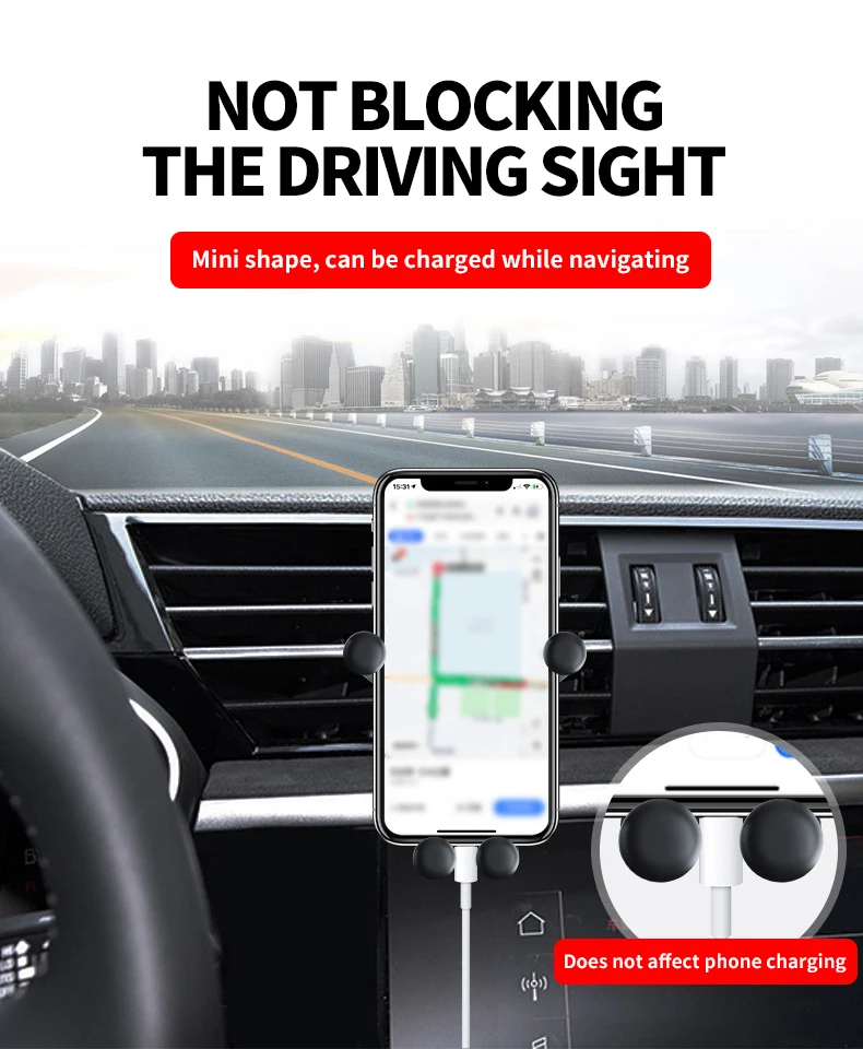 

Gravity Auto Phone Holder Car Air Vent Clip Mount Mobile Phone Holder CellPhone Stand Support For iPhone Huawei in common use