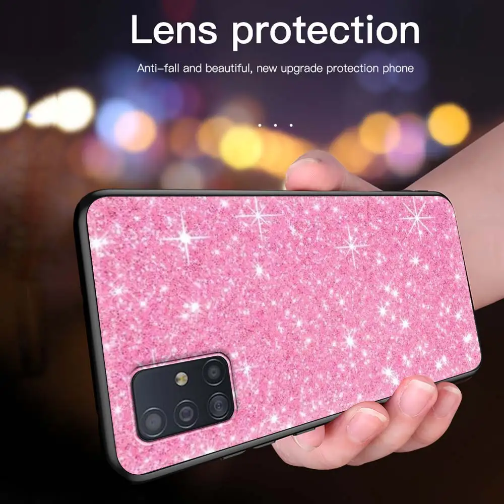 

Gold Pink Glitter Case For Samsung Galaxy A51 A71 A21s A31 A12 A32 5G A21 EU A52 4G A41 A11 Silicone Luxury Shell Cover