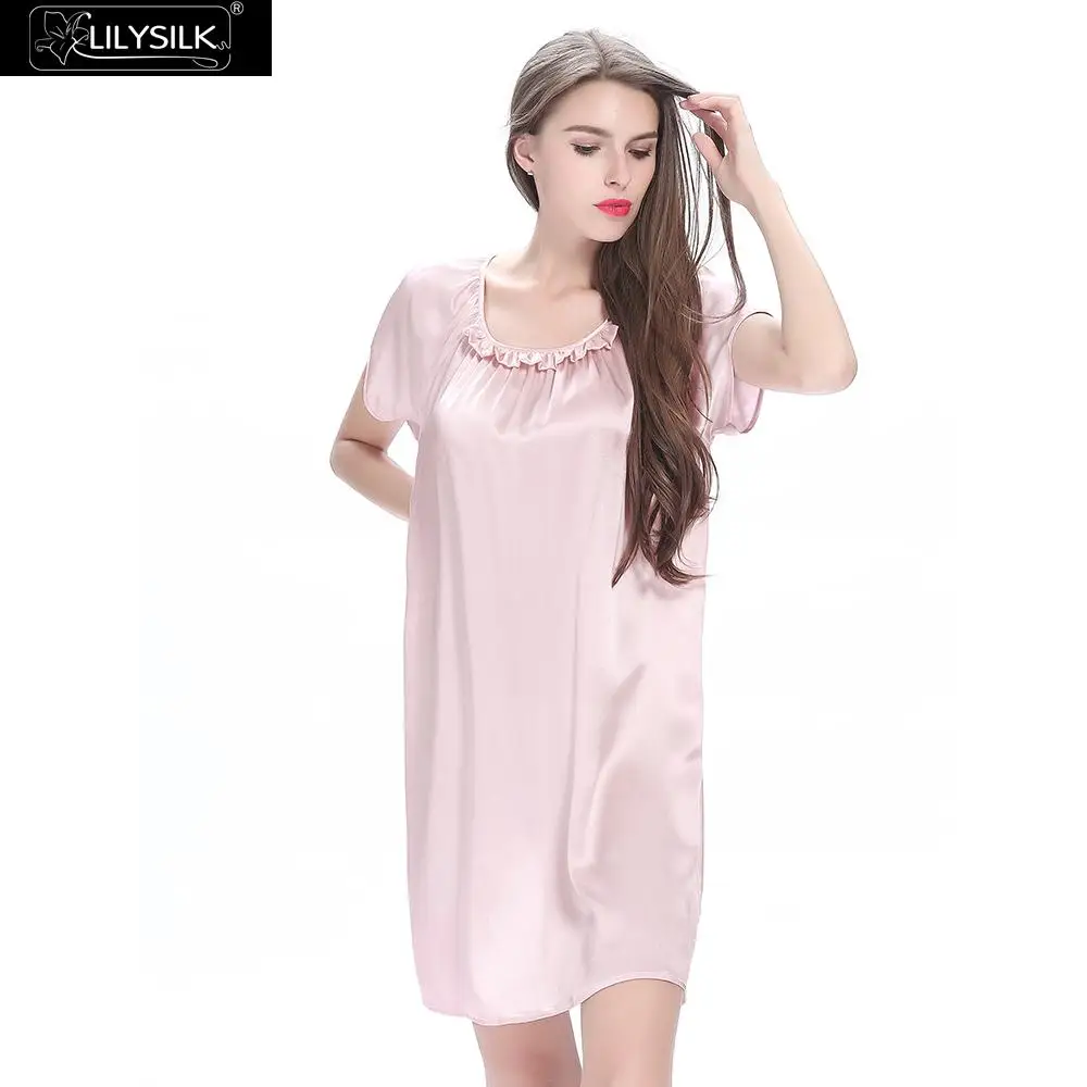 Ночная сорочка LilySilk Женская из чистого 100 шелка пикантная ночная рубашка с