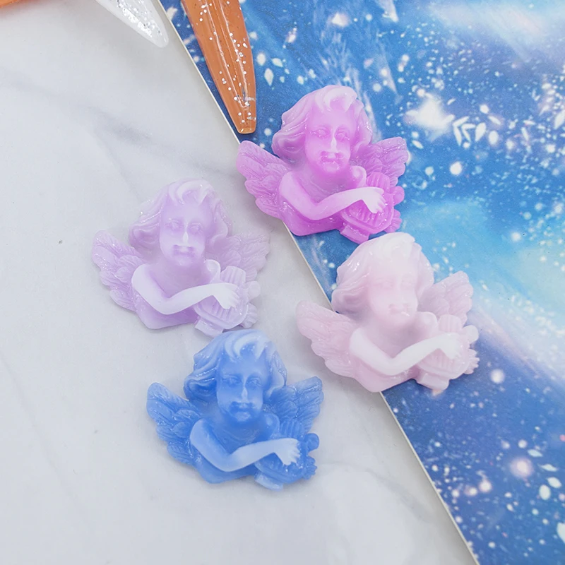 8 шт./лот милый кабошон из полимера для сережек ожерелье подвеска ангел плоская