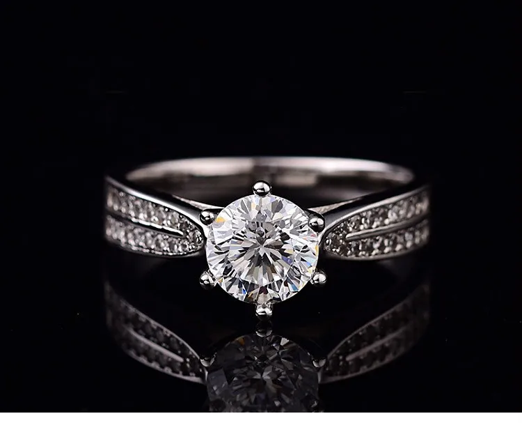 D Цвет VVS натуральный Муассанит кольцо 0.5ct-2ct для женщин обручальные кольца S925 Стерлинговое Серебро женское кольцо может быть настроено