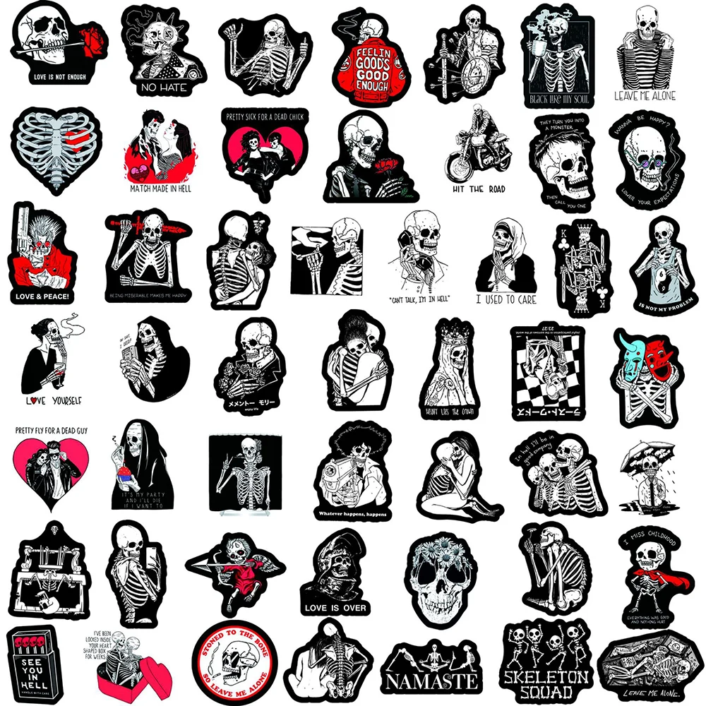103050pcs red and black skull love motivational stickers laptop guitar luggage bike waterproof graffiti sticker decal kid toys free global shipping