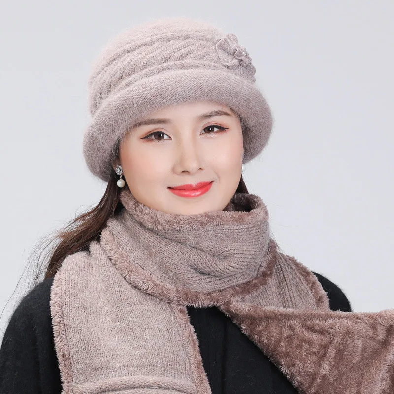 Женская зимняя шапка и шарф из кроличьего меха хлопка|Женские шарфы| |
