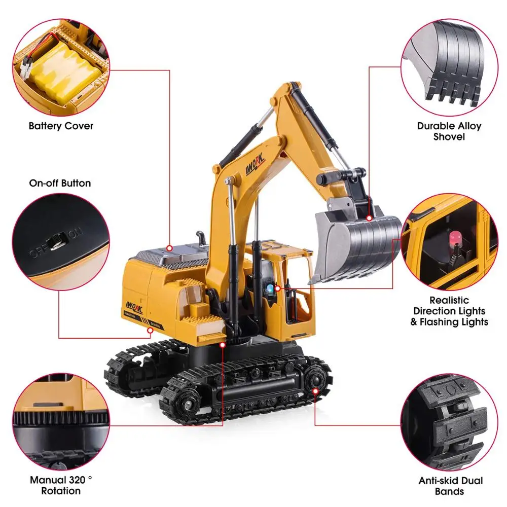 38531/24 8CHRC Excavator Die-cast Alloy Metal Construction Tractor 2.4Ghz Remote Control RC Engineer Truck Car Birthday Gift Toy | Игрушки и