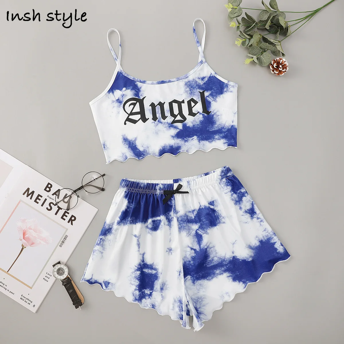 

Camisole Women's Pajamas Sling Tie-dye/print And Text Pajamas For Women