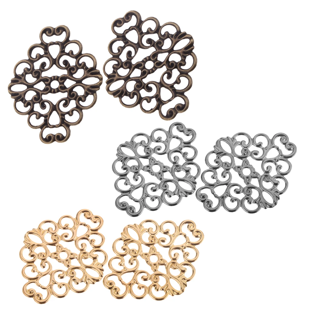 

50pcs/set Antique Gold Bronze Silver Filigree Wraps Alloy DIY Connectors Cardmaking Embellishments Accessories