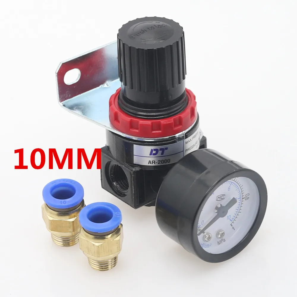 AR2000-10mm AR2000 1/" Резьба BSP пневматические компрессоры регулятор давления редукционный клапан 4 мм 6 мм 8 мм 10 мм 12 мм соединительные фитинги - Цвет: AR2000-10mm