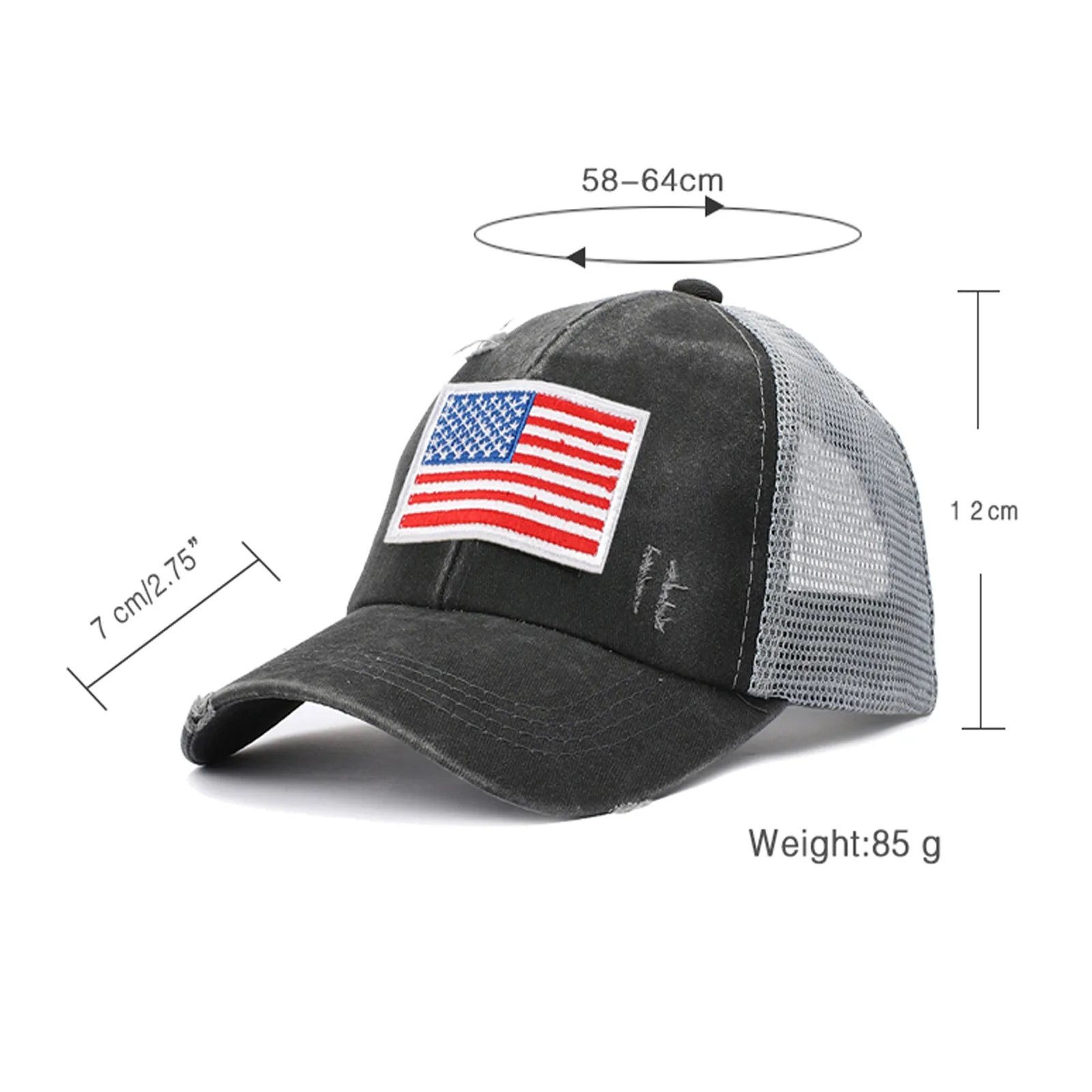 

Unisex Casual Flag Print Embroidery Mesh Splice Hat Adjustable Washed Baseball Cap Dad Mesh Hat Trucker Hat Dropshipping YJ