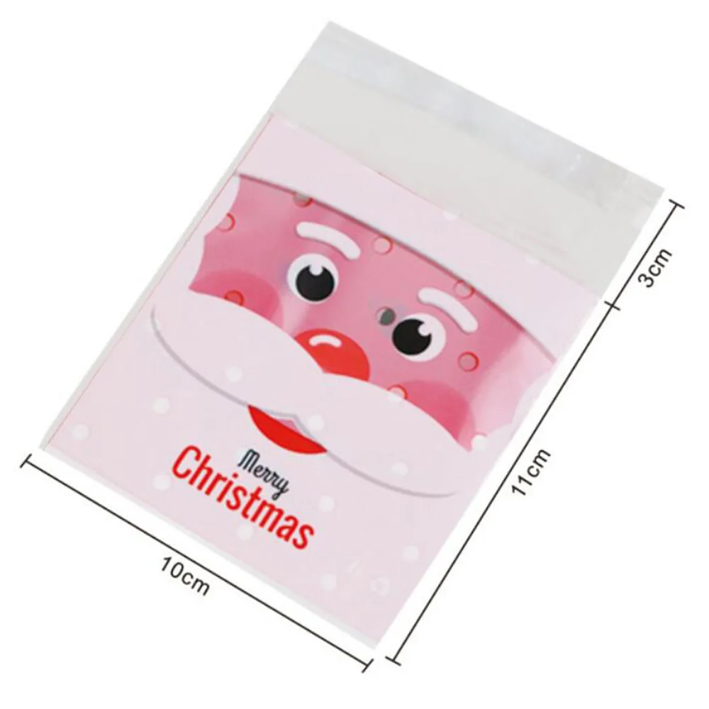 100Pcs/lot Cute Cartoon Gifts Bags Christmas Cookie Packaging Self-adhesive Plastic Biscuits Birthday Candy Cake Package | Дом и сад