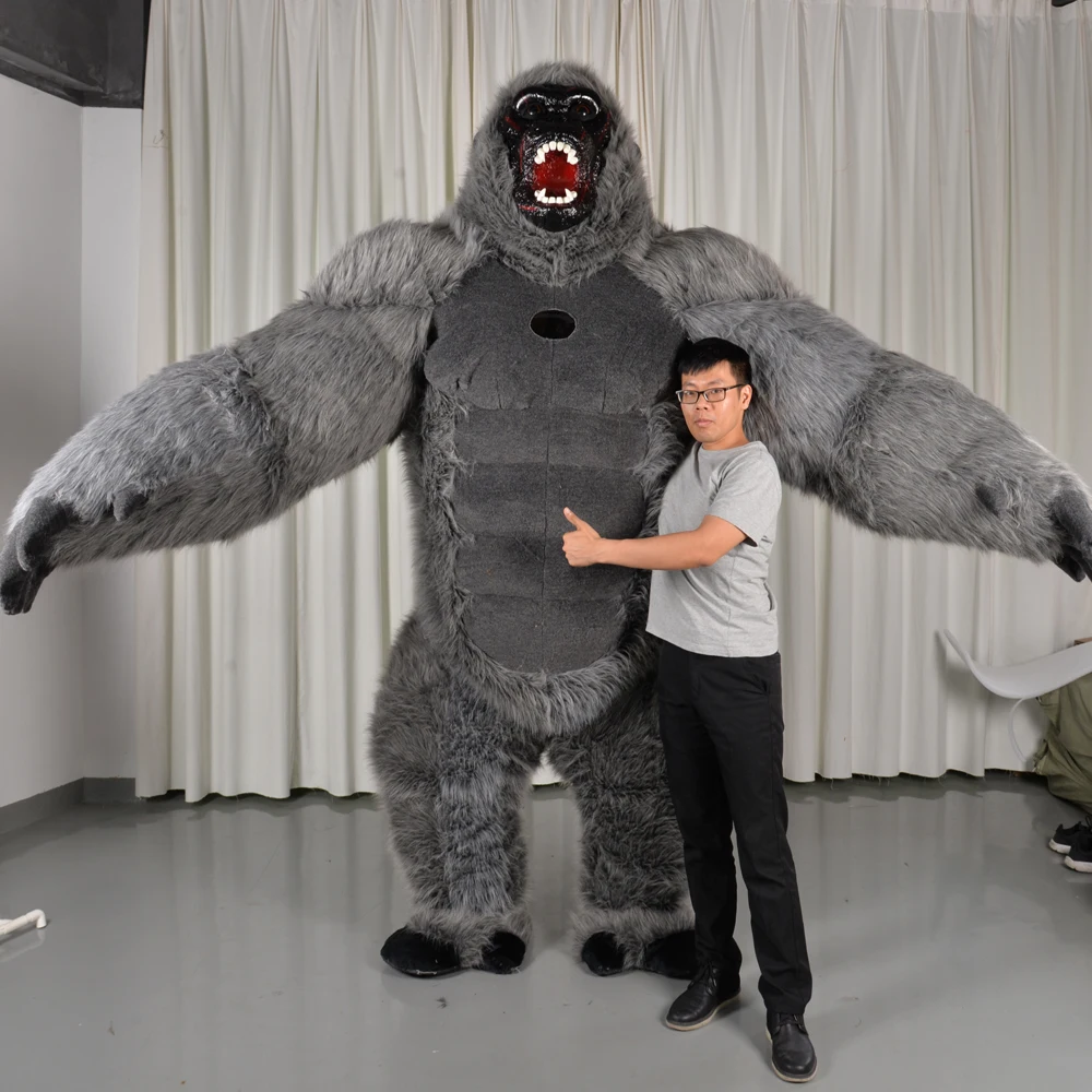 Надувной костюм King Kong для взрослых плюшевый пушистый талисман животное Хэллоуин