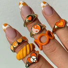 Комплект колец 17KM корейского оранжевого цвета в форме сердца для женщин, кольца из акриловой смолы яркого цвета для влюбленных пар, подарки для путешествий, ювелирные изделия