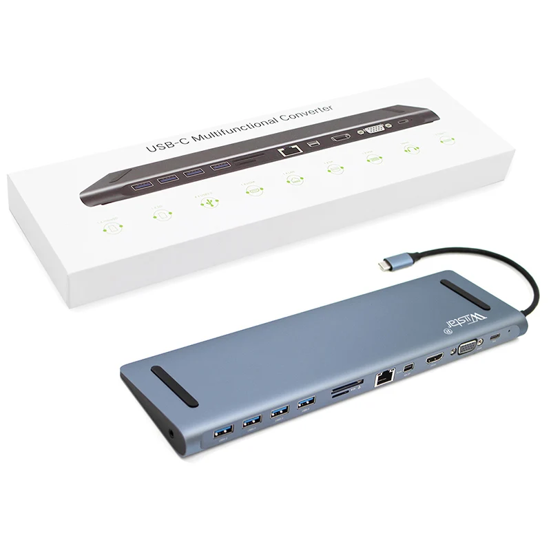 USB C концентратор типа 12 в 1 3 0 HDMI 4K RJ45 адаптер Micro SD TF кардридер Type-c PD порт Ethernet сеть